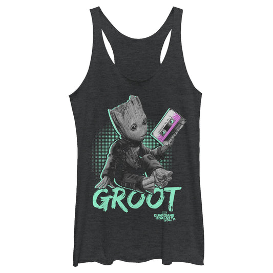 Junior's Marvel Neon Baby Groot Tank Top