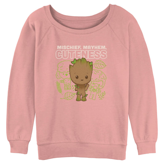 Junior's Marvel I Am Groot Cute Groot Linework Raglan Pullover